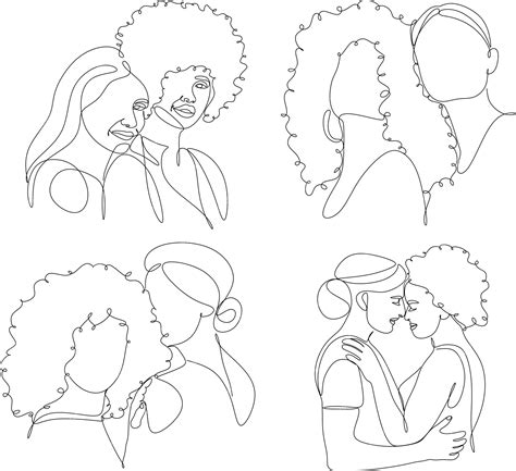 Premium Vector Hand Drawn Line Illustration Of Lgbt Couple Girls Line Illustration Of Lesbian