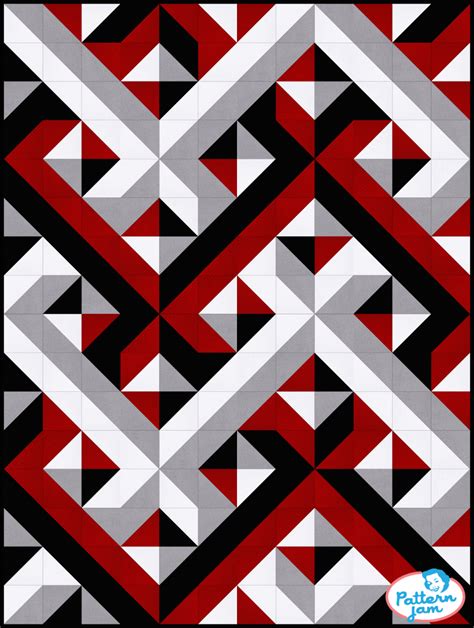 Red Black Interwoven Triangle Quilt Pattern Modern Quilt Patterns
