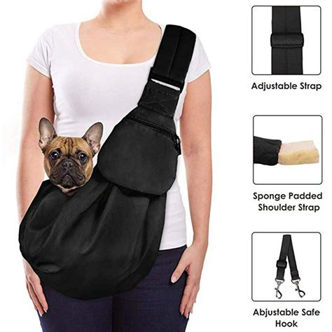 Pet Sling Hand Free Dog Sling Carrier Adjustable Padded Strap Tote Bag