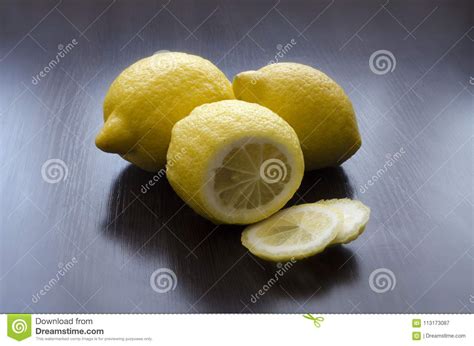 Yellow Ripe Lemons Vitamins On Your Table Stock Image Image Of
