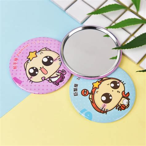 Colorful Sweet Cartoon Cosmetic Mini Mirror Pocket Makeup Mirrors Girls T Beauty Round