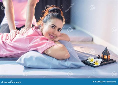Smile Asian Woman Having Thai Massage Stock Image Image Of Cosmetic Flower 120802209