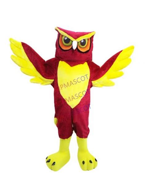 Red Night Owl Mascot Costume Adult Cartoon Character Hoot Theme Anime