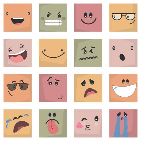 Colorful Abstract Emoticons Set Comic Faces With Various Emotions