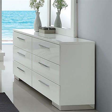 Furniture Of America Ballingham Contemporary Glossy White 6 Drawer