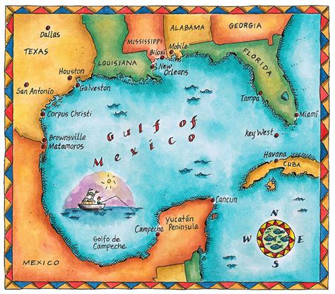 Map Of The Gulf Of Mexico Digital Art By Jennifer Thermes Pixels