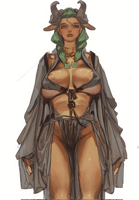 Rule 34 1girls Areolae Cleavage Green Hair Large Breasts Mossa Sketch