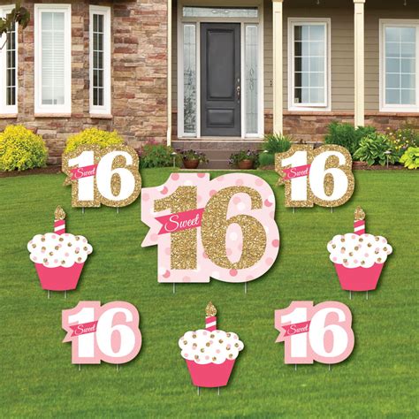 Big Dot Of Happiness Sweet 16 Yard Sign And Outdoor Lawn Decorations
