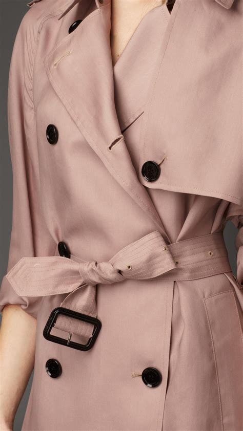 Burberry Long Oversize Detail Silk Trench Coat In Pink Lyst