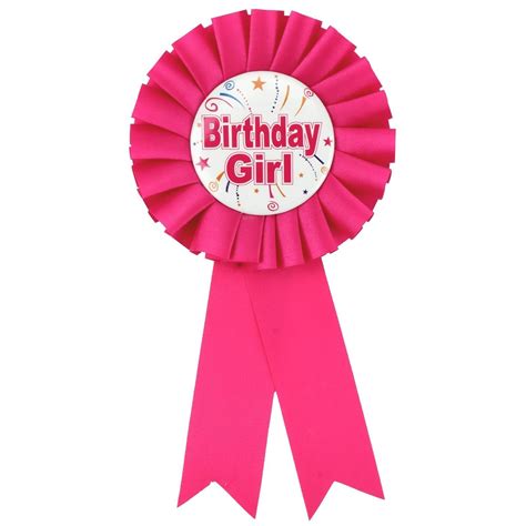 Birthdaygirl Ribbon Badge Award Fun Rosette Fancy Dress Party Hot Pink