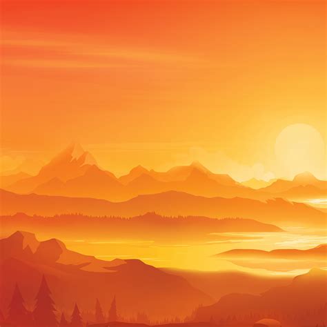 2048x2048 Orange Landscape Morning Minimal 5k Ipad Air Hd 4k Wallpapers