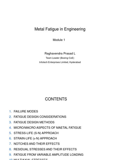 metal fatigue in engineering team leader boeing coe infotech enterprises limited hyderabad pdf