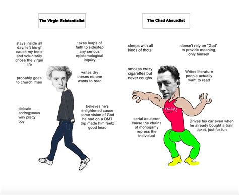 The Virgin Existentialist Vs The Chad Absurdist Virgin Vs Chad Philosophy Memes