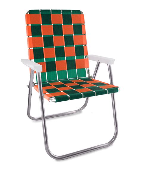 Lawn Chair Usa Green And Orange Folding Aluminum Webbing Classic Chair
