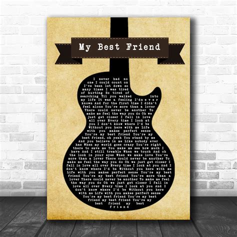 Tim Mcgraw My Best Friend Black Guitar Song Lyric Poster Print Song