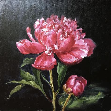 Original Oil Painting Gorgeous Peony Miniature Still Life Etsy In