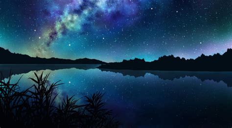 1440x450 Amazing Starry Night Over Mountains And River 1440x450