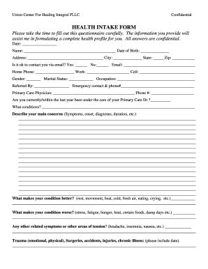 Free Patient Intake Form Template Fillable Printable Samples For