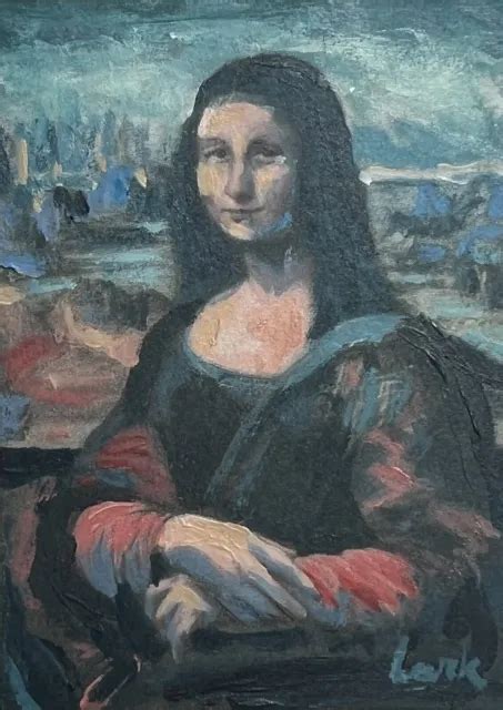 Mona Lisa Leonardo Da Vinci Portrait Original Aceo Painting Acrylic Art