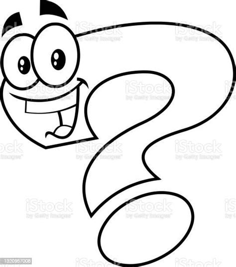 outlined smiling question mark cartoon character stock illustration download image now