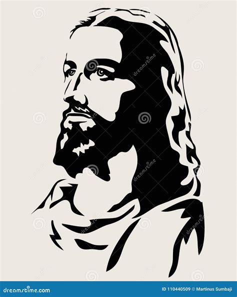Jesus Christ Face Silhouette Art Vector Design Stock Vector