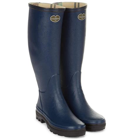 Le Chameau Giverny Jersey Lined Womens Wellington Boots In Marine