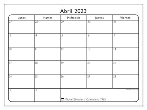 Calendario Abril De 2023 Para Imprimir “74ld” Michel Zbinden Cr