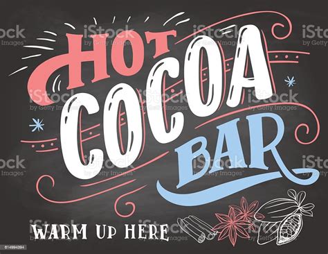 Hot Cocoa Bar Sign On Chalkboard Background Stock Illustration