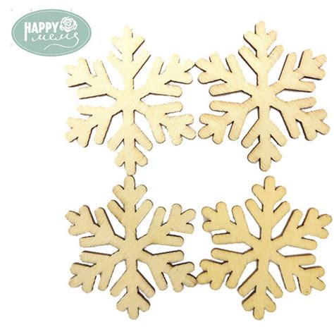 Happymems Wooden Shapes Snowflakes Pine 10pcslot Laser Cut Wood Crafts
