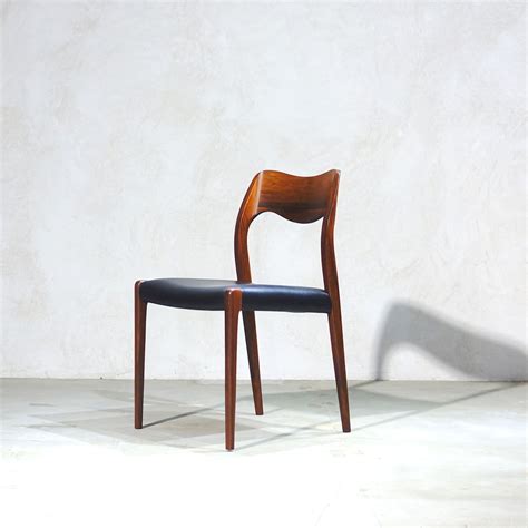 Niels Otto Moller Model 71 Chair Black Leather Rosewood
