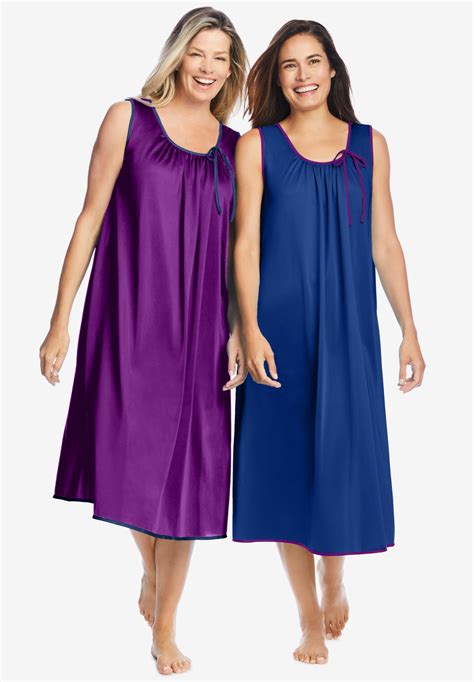 2 Pack Sleeveless Nightgown By Only Necessities® Plus Size Nightgowns