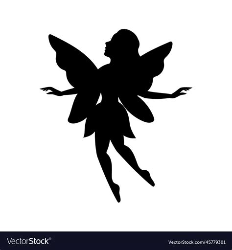 Flying Fairy Silhouette Little Creature Royalty Free Vector