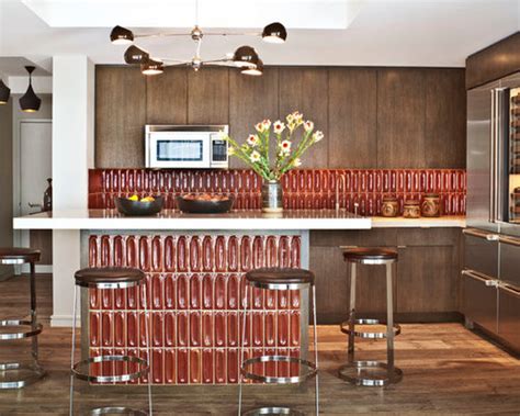 So i came up with this island bench, made with mortise and tenon joinery, and a european beech top. Tiled Kitchen Island | Houzz
