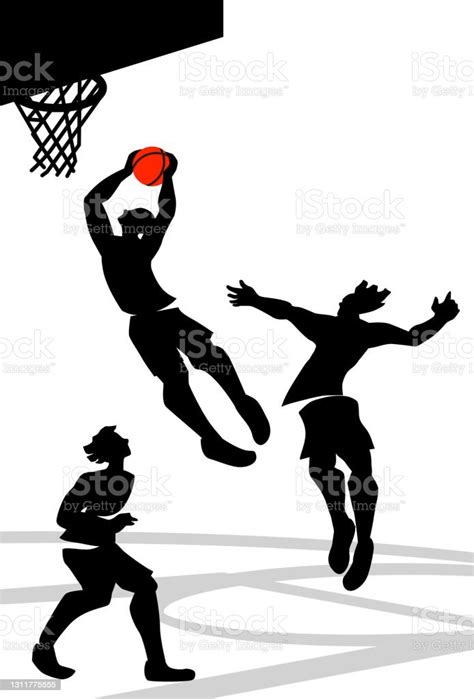 Basketball Players In Action Stock Illustration Download Image Now