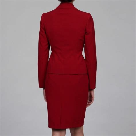 Calvin Klein Womens 2 Piece Red Skirt Suit Free