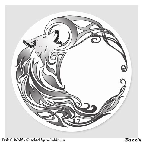 Blazing bonfire for tribal tattoo,. Tribal Wolf - Shaded Classic Round Sticker | Tribal wolf ...