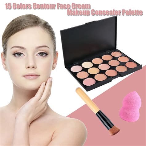 15 Colors Matte Contour Face Cream Makeup Concealer Palette Brush Sets
