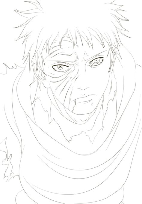 Uchiha Obito Lineart By Hollowcn On Deviantart