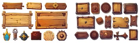 Premium Vector In This Illustration You Will Find Wooden Game Buttons