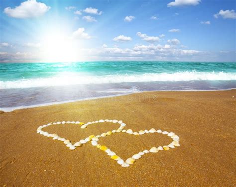 Connected Hearts On Beach Love Concept Stock Image Image Of Coast
