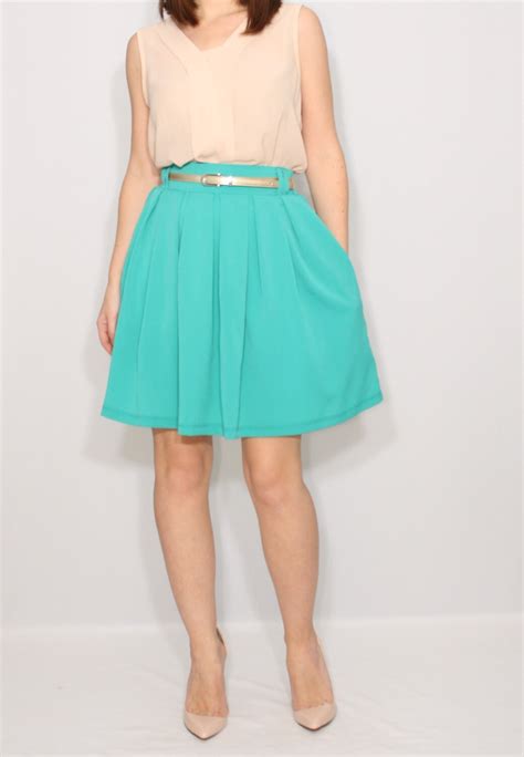 Turquoise Blue Skirt With Pockets Chiffon Skirt High Waisted Etsy