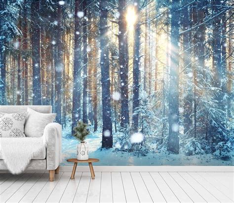 3d Sunshine Forest Snow 707 Aj Wallpaper Paper Wallpaper Wallpaper