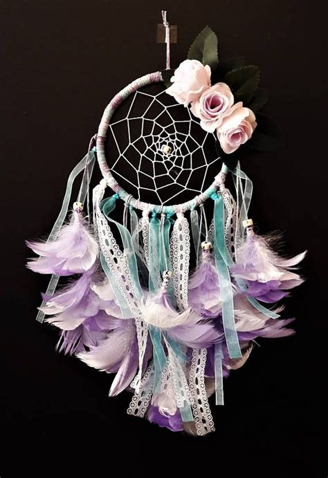 Dream Catcher With Pink Roses Home Decor Home Design Wall Etsy España