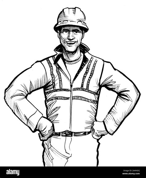 Construction Worker Clip Art Black And White