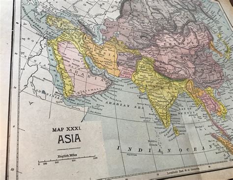 Asia Antique Map Ca 1890 Etsy