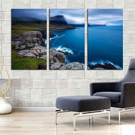 Scotland Ocean Canvas Wall Art Uk Green Ocean Landscape 3 Piece Canva