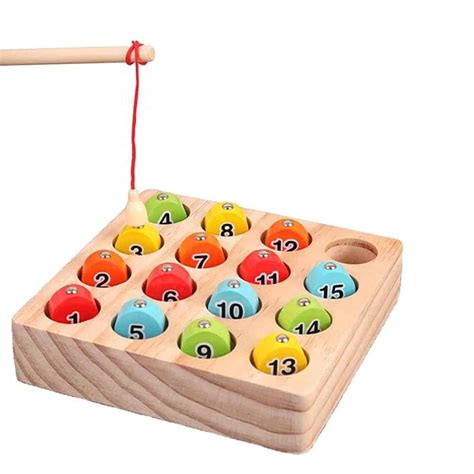 Number Fishing Game Wooden Educational Toy Teaching Aid
