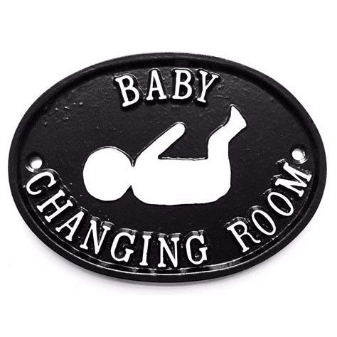 Baby Changing Room Sign Toilet Bathroom Plaque Black And White Solid Cast