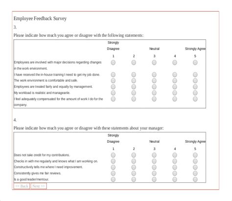 feedback survey template   word excel