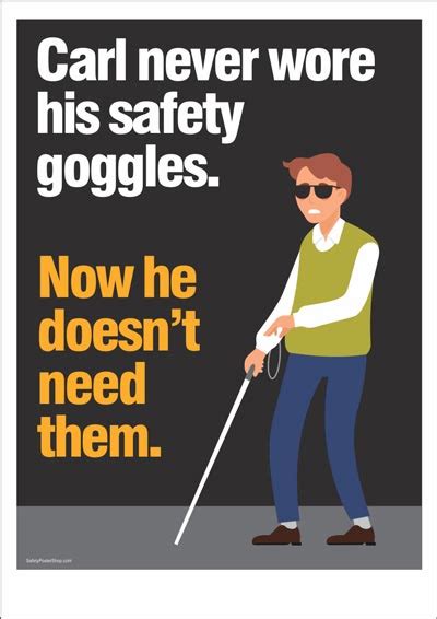 Carl Never Wore His Safety Goggles Safety Slogans Safety Posters